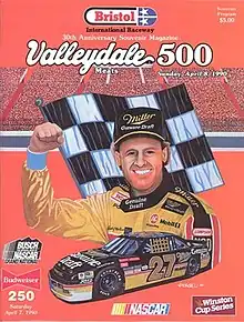 The 1990 Valleydale Meats 500 program cover, featuring Rusty Wallace.