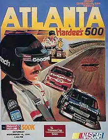 The 1991 Hardee's 500 program cover, featuring Dale Earnhardt.