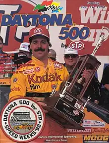 The 1992 Daytona 500 program cover, featuring Ernie Irvan.