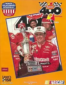 The 1993 Tyson Holly Farms 400 program cover, featuring Geoff Bodine.