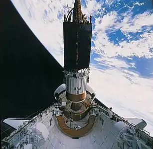 TDRS is deployed on STS-54 with IUS booster.