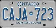 Sample Ontario license plate