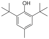 Skeletal formula of butylated hydroxytoluene