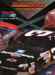 The 2000 Winston 500 program cover, featuring Dale Earnhardt.