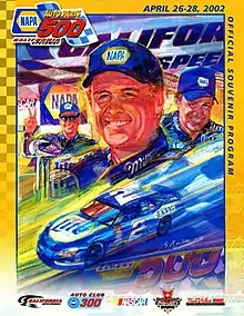 The 2002 NAPA Auto Parts 500 program cover, featuring Rusty Wallace.