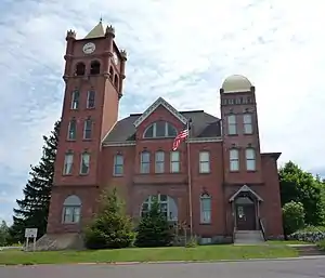 The Old Iron County Courthouse (now the Iron County Historical Museum) in Hurley, Wisconsin.