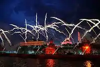 Fireworks at the Moscow Kremlin on the night of 9 May