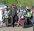 Isle of Man TT winner Michael Dunlop (6) 650cc Kawasaki leads away the first Lightweight TT Practice Session 25 May 2013