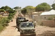 Image 46AMISOM reinforcement convoy on the Baidoa-Mogadishu road in April 2014 (from History of Somalia)