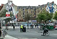 Commonwealth Games murals in the buildings at Partick