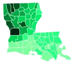 Support for Fleming by parish:  >40%  35–40%  30–35%  25–30%  20–25%  15–20%  10–15%  5–10%  <5%