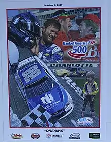 The 2017 Bank of America 500 program cover, featuring a tribute to Dale Earnhardt Jr. Artwork was made by former NASCAR artist Sam Bass. "Dreams"