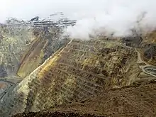 A more than two-mile wide canyon of terraced mountains