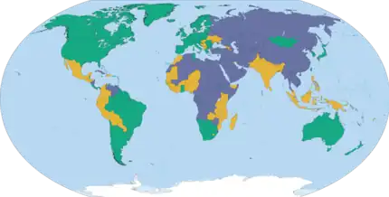 Country ratings from Freedom House's Freedom in the World 2021 survey