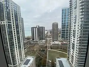 an urban park and skyline