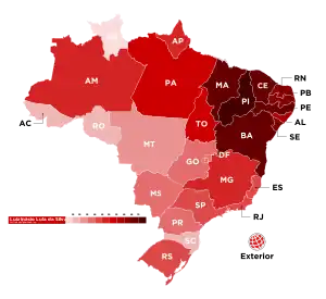 Luiz Inácio Lula da Silva (PT) vote distribution