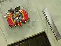 Coat of arms of Bolivia in a police station in the city of Tupiza.