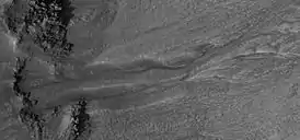 Close up view of another gully in same HiRISE picture.  Picture taken under HiWish program.