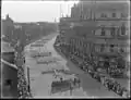 Army and Navy marching, first men to World War I, 1917; Odd Fellows Hall at right (Boston Public Library)