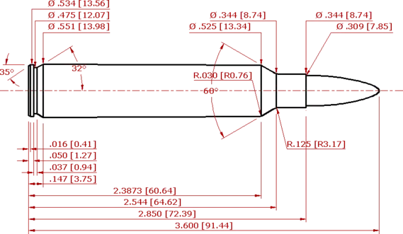 300 Remington Ultra Magnum Cartridge SAAMI Schematic