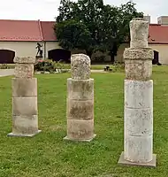 Columns with heads, Summer ceramic sculpture, Roztoky 2015