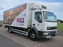 DAF LF in the 2010–2015 3663 livery, including a "landscape" made up of various food products