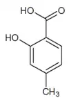 Chemical structure of 4-methylSalicylilc acid.