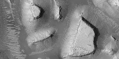 Mesas, as seen by HiRISE under HiWish program  Note: this is an enlargement of a previous image.