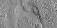 Close view of crater ejecta, as seen by HiRISE under HiWish program  Note this is an enlargement of the previous image.