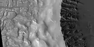 Close view of crater and ejecta, as seen by HiRISE under HiWish program