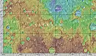 Map showing the relative positions of Bernard Crater and other nearby craters in Memnonia quadrangle