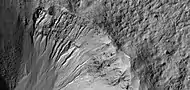 Close view of gullies, as seen by HiRISE under HiWish program