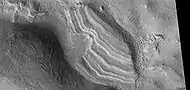 Close view of a group of layers,  as seen by HiRise under HiWish program  Note: This is an enlargement from the previous image.