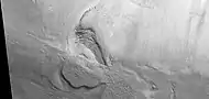 Close view of landslide, as seen by HiRISE under HiWish program