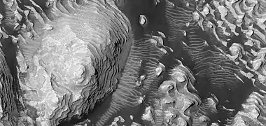 Layered mound on floor, as seen by HiRISE