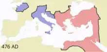 Image 13The Roman Empire by 476, noting western and eastern divisions (from Roman Empire)