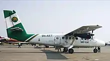 Twin engine passenger aircraft on the ground