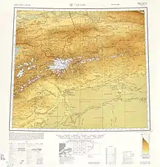 Map including Uqturpan (labeled as WU-SHIH (UCH TURFAN)) and surrounding region from the International Map of the World (AMS, 1950)