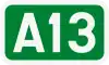 A13 motorway shield}}