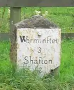 Milestone on A350 in Longbridge Deverill, Wiltshire