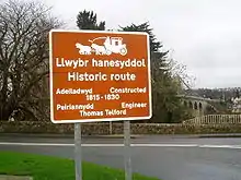 Sign of Thomas Telford's historic route