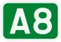 A8 motorway shield}}