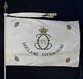 The flag of the Marine Regiment with the battle honour Hogland and Svensksund.