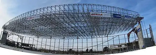 Hangar of Iberia Airlines (XXL-150m span) Barcelona Airport, Spain