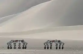 ATHLETE rovers traverse the desert terrain adjacent to Dumont Dunes, California