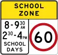 (R4-V105) 60 km/h Speed Limit School Zone (Used in Victoria)