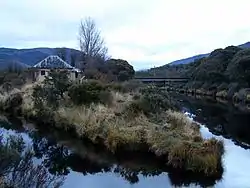 Confluence of Thredbo River (R) with the Little Thredbo River (L) at Bullocks Flat.