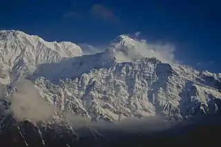 A view of Annapurna South and Hiunchuli from Mardi high camp