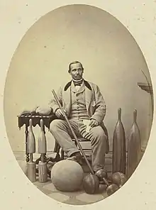 Aaron Molyneaux Hewlett in 1859, posing with exercise equipment.