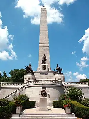 Image 31The Lincoln Tomb in Oak Ridge Cemetery, Springfield, where Abraham Lincoln is buried alongside Mary Todd Lincoln and three of their sons. The tomb, designed by Larkin Goldsmith Mead, was completed in 1874. Photo credit: David Jones (from Portal:Illinois/Selected picture)